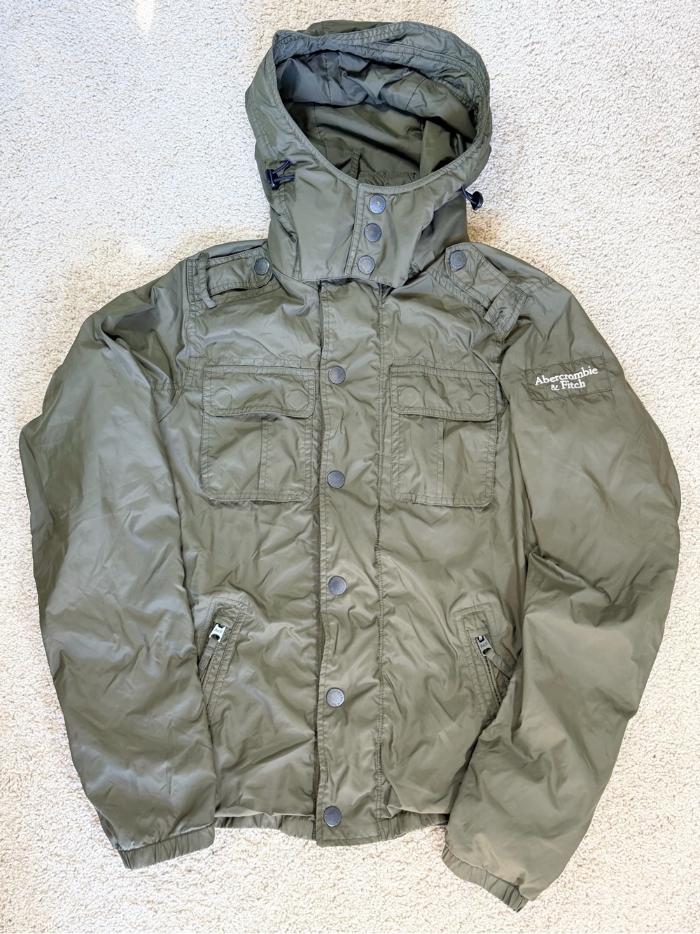 Vintage Y2K Abercrombie & Fitch Women Olive Green Military Utility Field Jacket